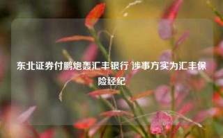 东北证券付鹏炮轰汇丰银行 涉事方实为汇丰保险经纪