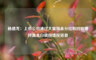 杨德龙：上市公司通过大量现金分红和回购增持真金白银回馈投资者