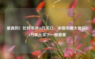 是真的！比特币冲10万关口，中国币圈大佬花624万美元买下一根香蕉