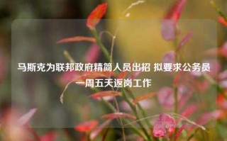 马斯克为联邦政府精简人员出招 拟要求公务员一周五天返岗工作