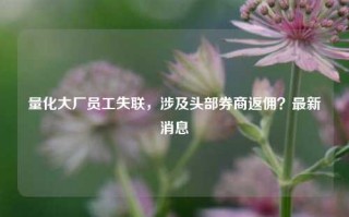 量化大厂员工失联，涉及头部券商返佣？最新消息