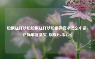 股票杠杆炒股股票杠杆炒股佰朔资本怎么申请，正确解答落实_旗舰Pro版4.727