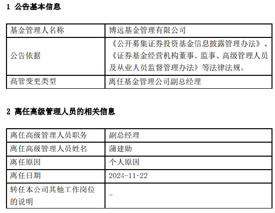 任职10个月 博远基金副总经理蒲建勋离任-第1张图片-十倍杠杆-股票杠杆