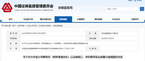 事涉三只松鼠年报审计 大华所及两名会计师被出具警示函！半年前被暂停证券业务6个月-第1张图片-十倍杠杆-股票杠杆