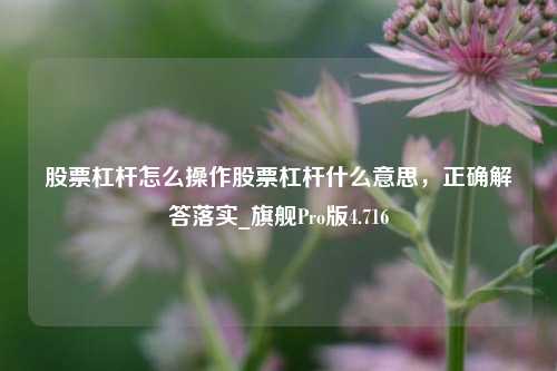 股票杠杆怎么操作股票杠杆什么意思，正确解答落实_旗舰Pro版4.716-第1张图片-十倍杠杆-股票杠杆