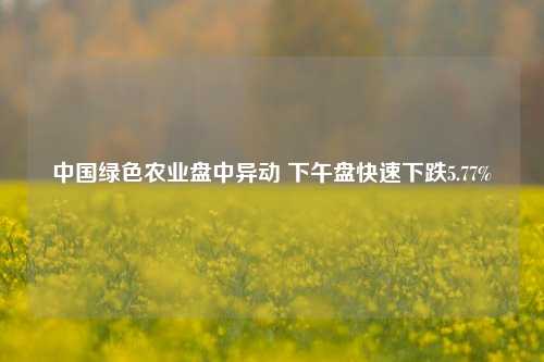 中国绿色农业盘中异动 下午盘快速下跌5.77%-第1张图片-十倍杠杆-股票杠杆