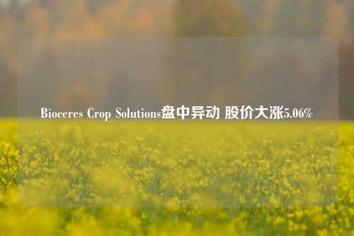 Bioceres Crop Solutions盘中异动 股价大涨5.06%-第1张图片-十倍杠杆-股票杠杆