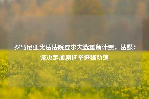 罗马尼亚宪法法院要求大选重新计票，法媒：该决定加剧选举进程动荡-第1张图片-十倍杠杆-股票杠杆