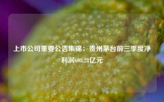 上市公司重要公告集锦：贵州茅台前三季度净利润608.28亿元