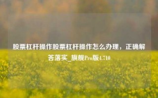 股票杠杆操作股票杠杆操作怎么办理，正确解答落实_旗舰Pro版4.710