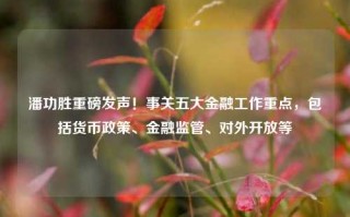 潘功胜重磅发声！事关五大金融工作重点，包括货币政策、金融监管、对外开放等