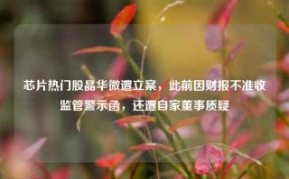 芯片热门股晶华微遭立案，此前因财报不准收监管警示函，还遭自家董事质疑