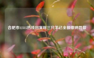 合肥市12315热线回复称三只羊已全额缴纳罚款