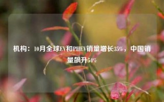 机构：10月全球EV和PHEV销量增长35%，中国销量飙升54%