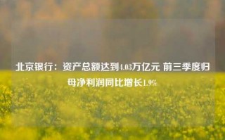 北京银行：资产总额达到4.03万亿元 前三季度归母净利润同比增长1.9%