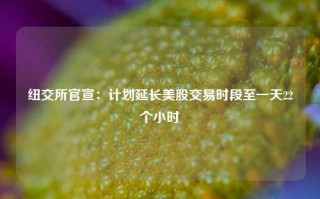 纽交所官宣：计划延长美股交易时段至一天22个小时