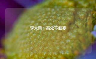 李大霄：高处不胜寒