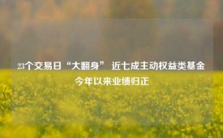 23个交易日“大翻身” 近七成主动权益类基金今年以来业绩归正