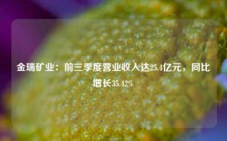 金瑞矿业：前三季度营业收入达25.4亿元，同比增长35.42%