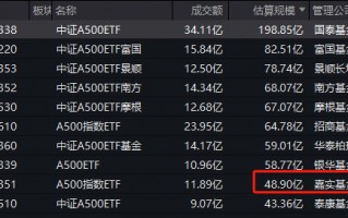 聚焦A500基金大战：嘉实中证A500ETF规模48.9亿元，位居同类倒数第二名，仅比成立3年的泰康基金强点儿