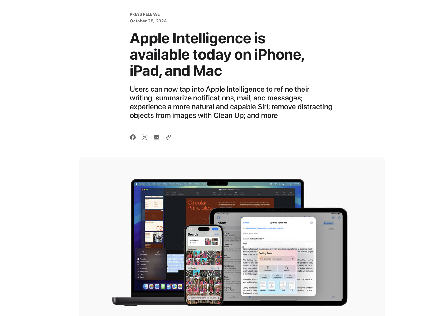 苹果正式上线Apple Intelligence 预告下一波更新将在12月到来-第1张图片-十倍杠杆-股票杠杆