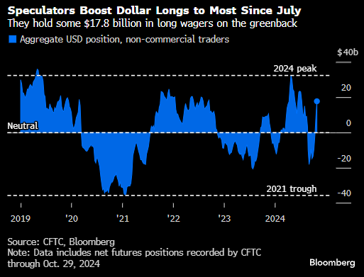 交易员在美国大选之前增持美元多头头寸 持有规模近180亿美元-第1张图片-十倍杠杆-股票杠杆
