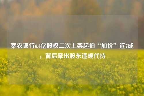 秦农银行6.4亿股权二次上架起拍“加价”近7成，背后牵出股东违规代持-第1张图片-十倍杠杆-股票杠杆