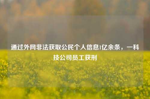 通过外网非法获取公民个人信息1亿余条，一科技公司员工获刑-第1张图片-十倍杠杆-股票杠杆