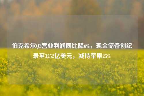 伯克希尔Q3营业利润同比降6%，现金储备创纪录至3252亿美元，减持苹果25%-第1张图片-十倍杠杆-股票杠杆