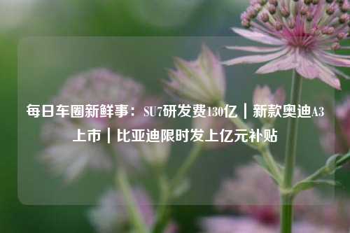 每日车圈新鲜事：SU7研发费130亿｜新款奥迪A3上市｜比亚迪限时发上亿元补贴-第1张图片-十倍杠杆-股票杠杆