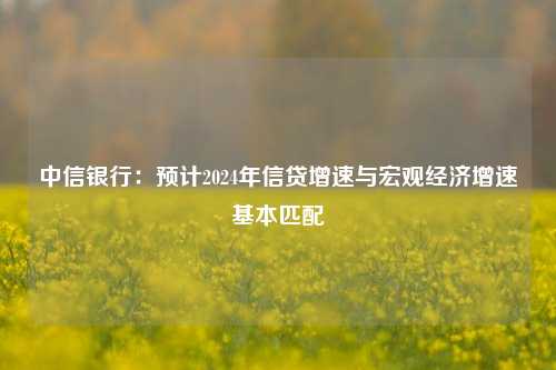 中信银行：预计2024年信贷增速与宏观经济增速基本匹配-第1张图片-十倍杠杆-股票杠杆