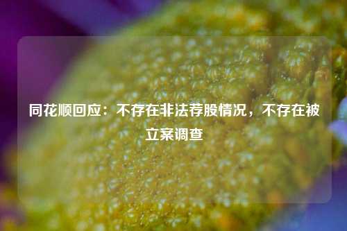 同花顺回应：不存在非法荐股情况，不存在被立案调查-第1张图片-十倍杠杆-股票杠杆