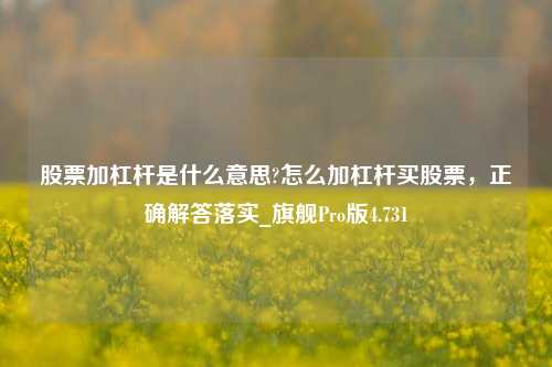 股票加杠杆是什么意思?怎么加杠杆买股票，正确解答落实_旗舰Pro版4.731-第1张图片-十倍杠杆-股票杠杆